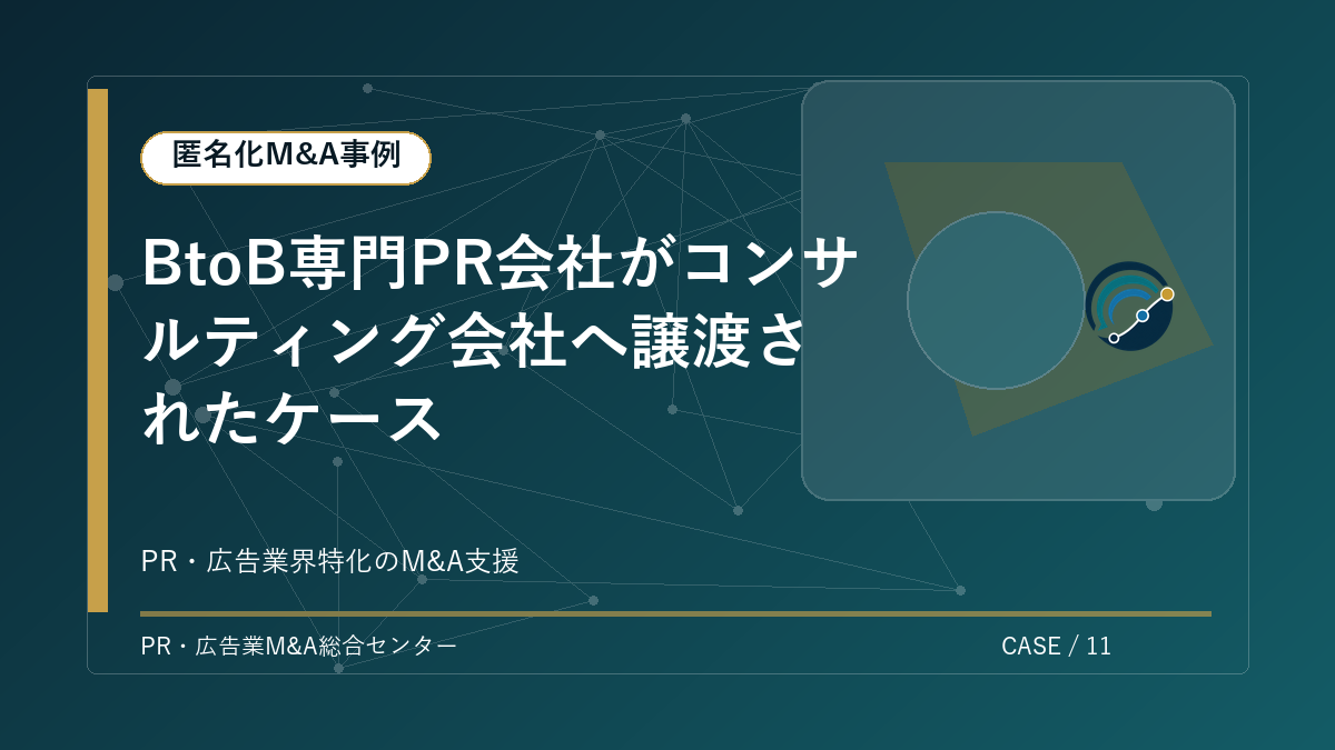 【匿名化M&A事例】BtoB専門PR会社がコンサルティング会社へ譲渡されたケース アイキャッチ