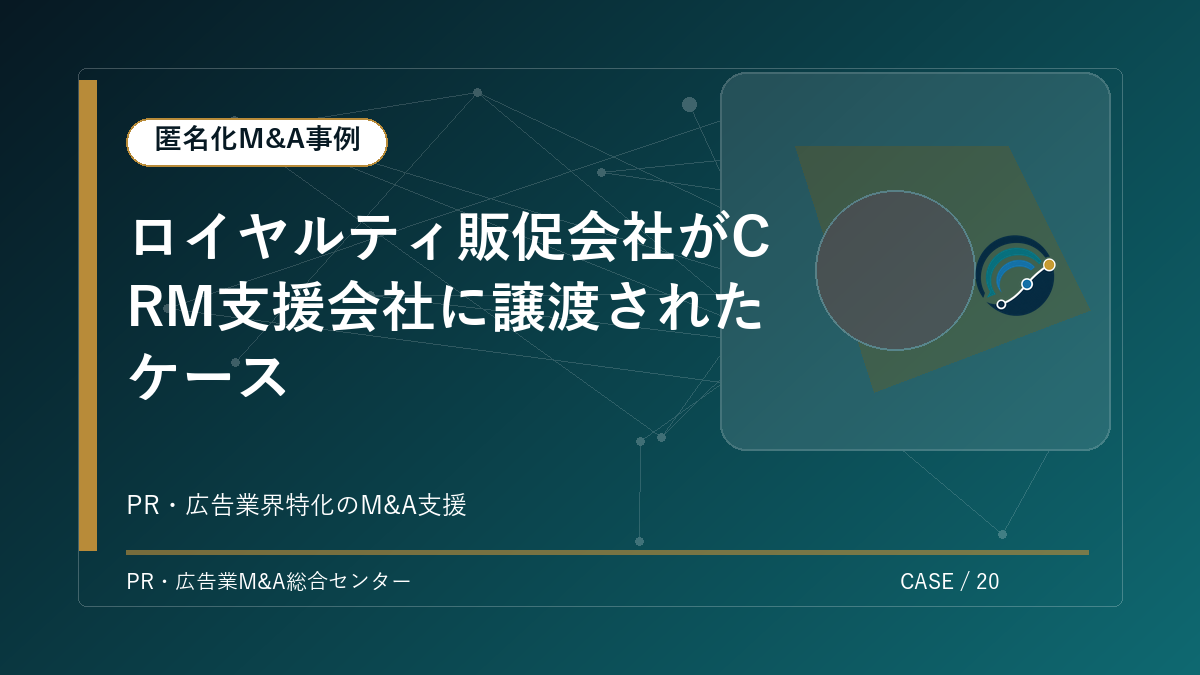 【匿名化M&A事例】ロイヤルティ販促会社がCRM支援会社に譲渡されたケース アイキャッチ
