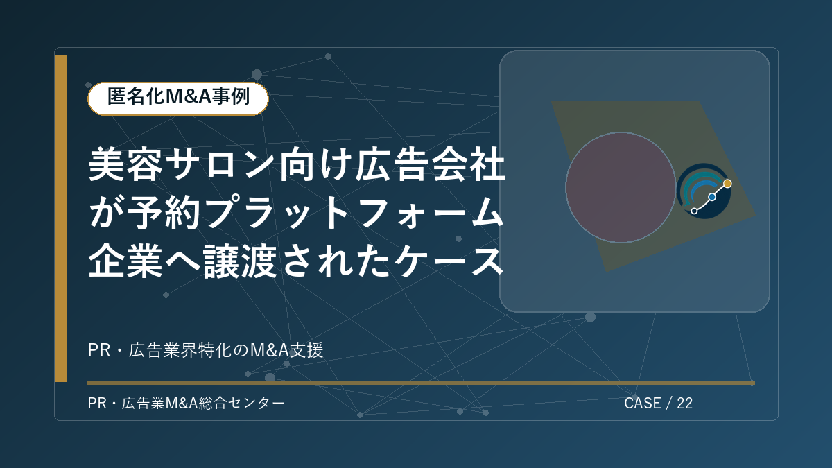 【匿名化M&A事例】美容サロン向け広告会社が予約プラットフォーム企業へ譲渡されたケース アイキャッチ