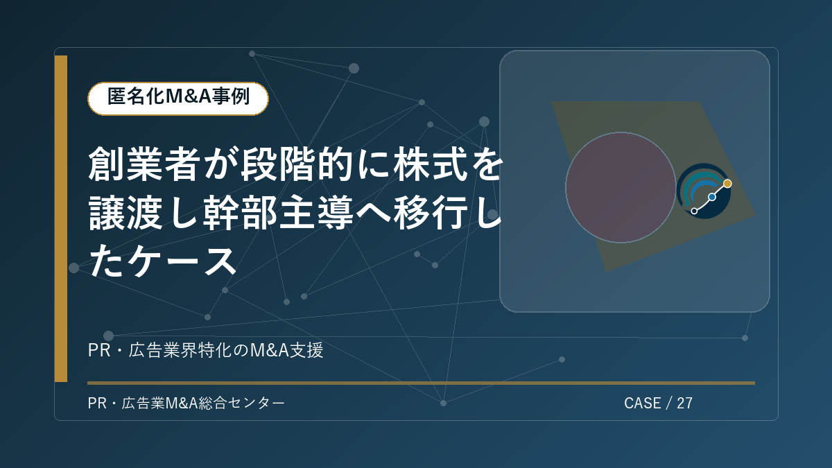 【匿名化M&A事例】創業者が段階的に株式を譲渡し幹部主導へ移行したケース アイキャッチ