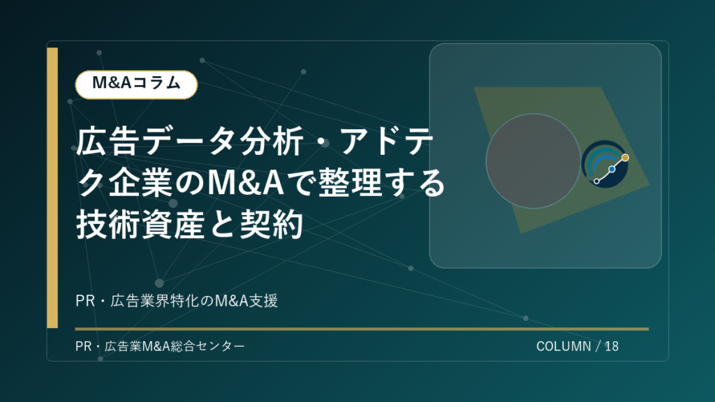 【PR・広告業界M&Aコラム】広告データ分析・アドテク企業のM&Aで整理する技術資産と契約 アイキャッチ