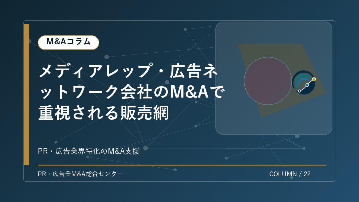 【PR・広告業界M&Aコラム】メディアレップ・広告ネットワーク会社のM&Aで重視される販売網 アイキャッチ