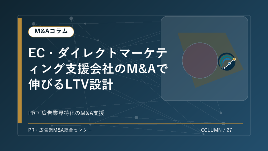 【PR・広告業界M&Aコラム】EC・ダイレクトマーケティング支援会社のM&Aで伸びるLTV設計 アイキャッチ
