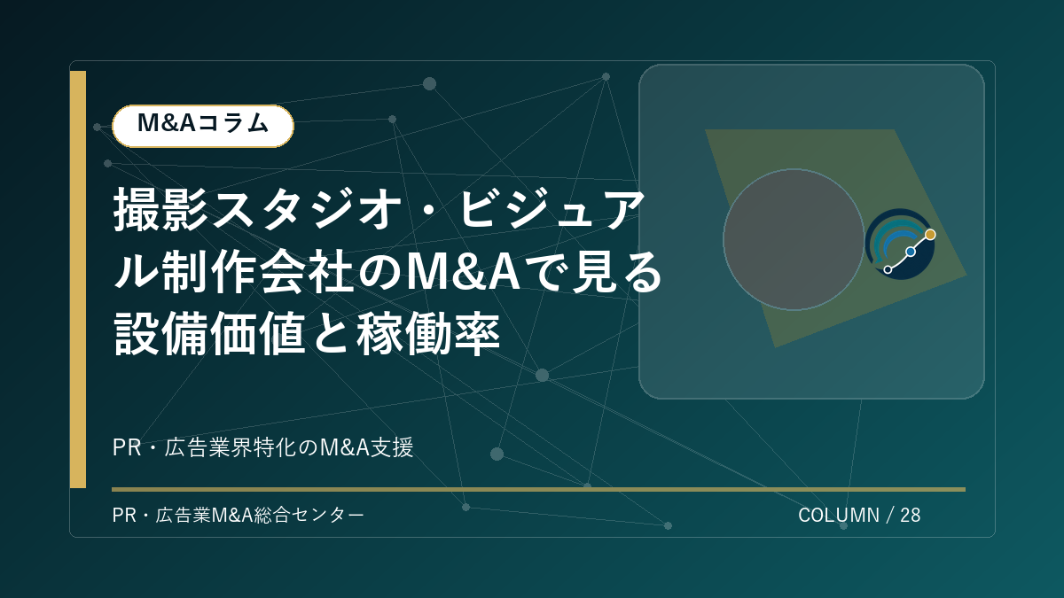 【PR・広告業界M&Aコラム】撮影スタジオ・ビジュアル制作会社のM&Aで見る設備価値と稼働率 アイキャッチ