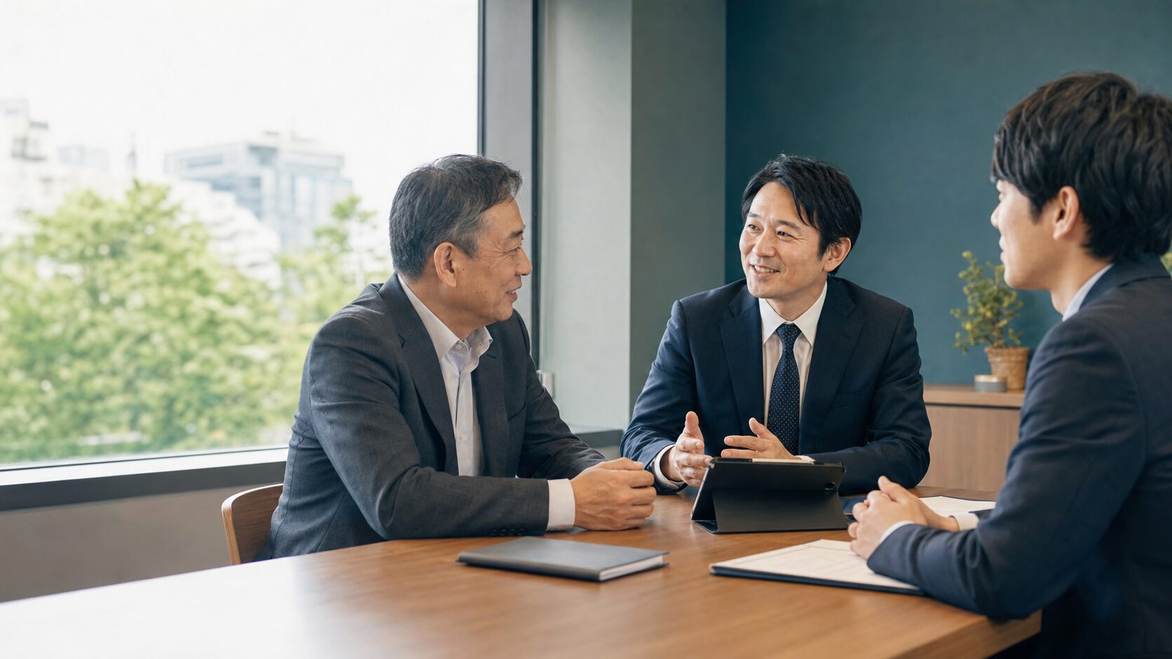 PR・広告業のM&A相談を行う落ち着いたオフィスのイメージ