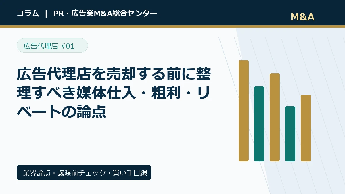 広告代理店を売却する前に整理すべき媒体仕入・粗利・リベートの論点のアイキャッチ画像