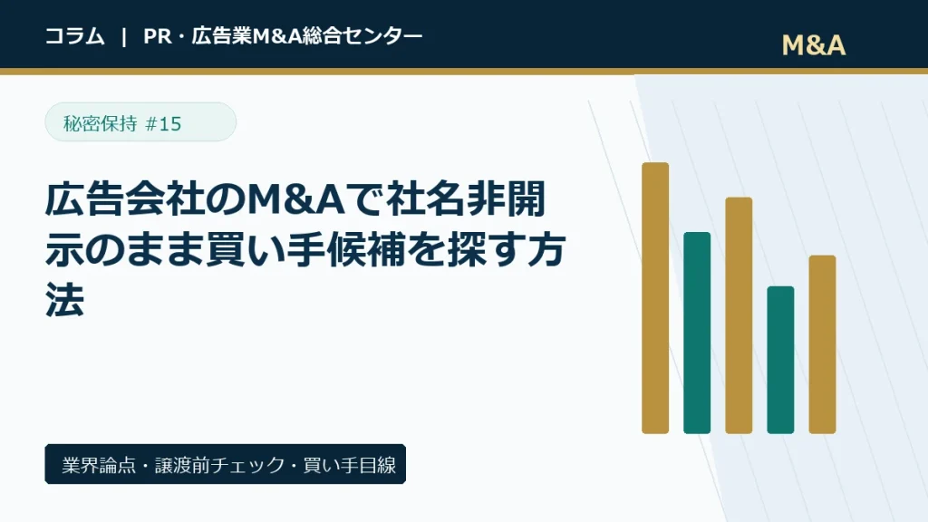 広告会社のM&Aで社名非開示のまま買い手候補を探す方法のアイキャッチ画像