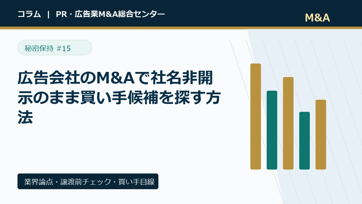 広告会社のM&Aで社名非開示のまま買い手候補を探す方法のアイキャッチ画像