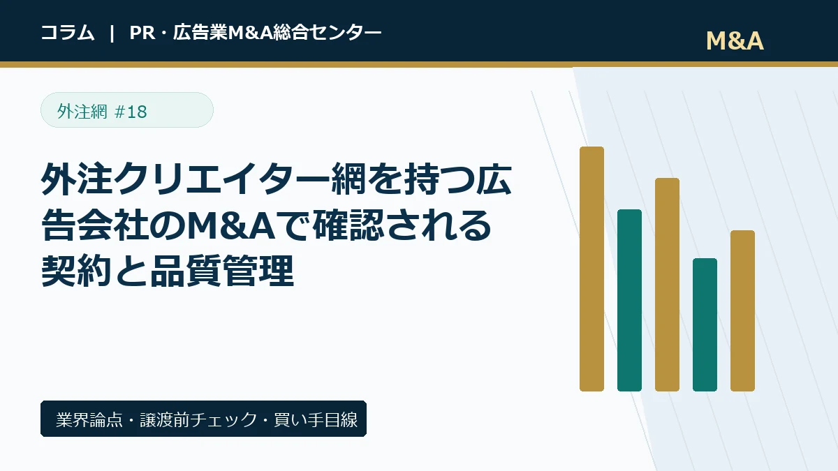 外注クリエイター網を持つ広告会社のM&Aで確認される契約と品質管理のアイキャッチ画像