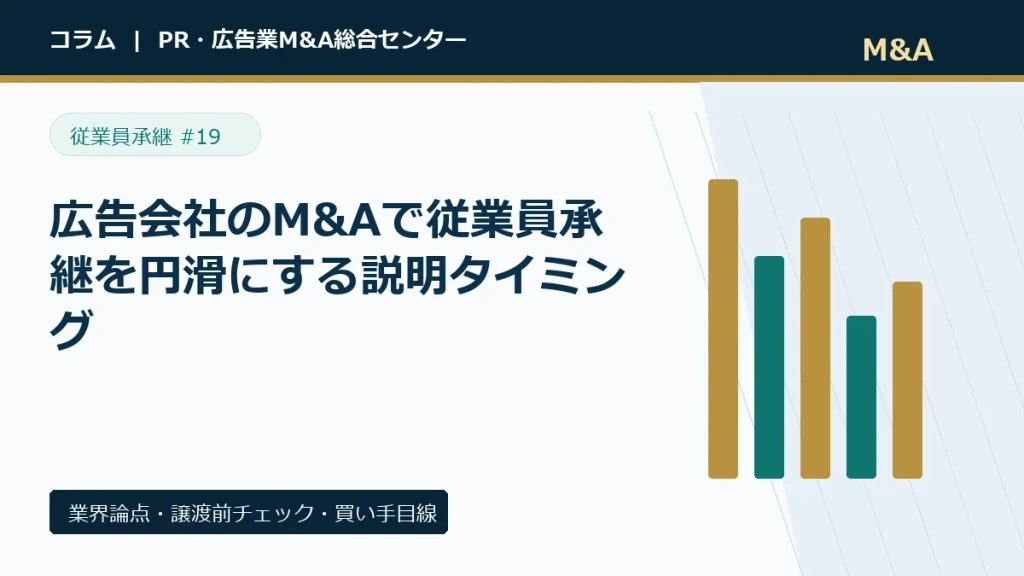広告会社のM&Aで従業員承継を円滑にする説明タイミングのアイキャッチ画像