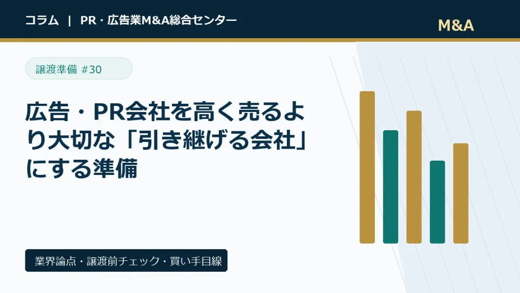 広告・PR会社を高く売るより大切な「引き継げる会社」にする準備のアイキャッチ画像