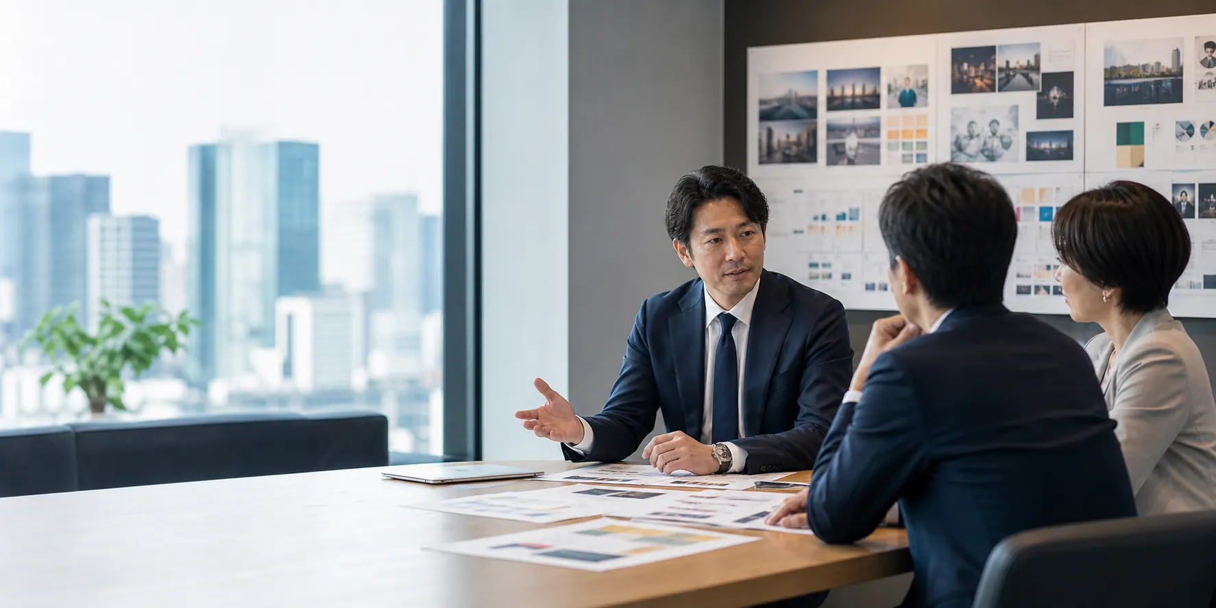 広告・PR会社の事業承継と会社売却を相談する経営者とM&Aアドバイザー