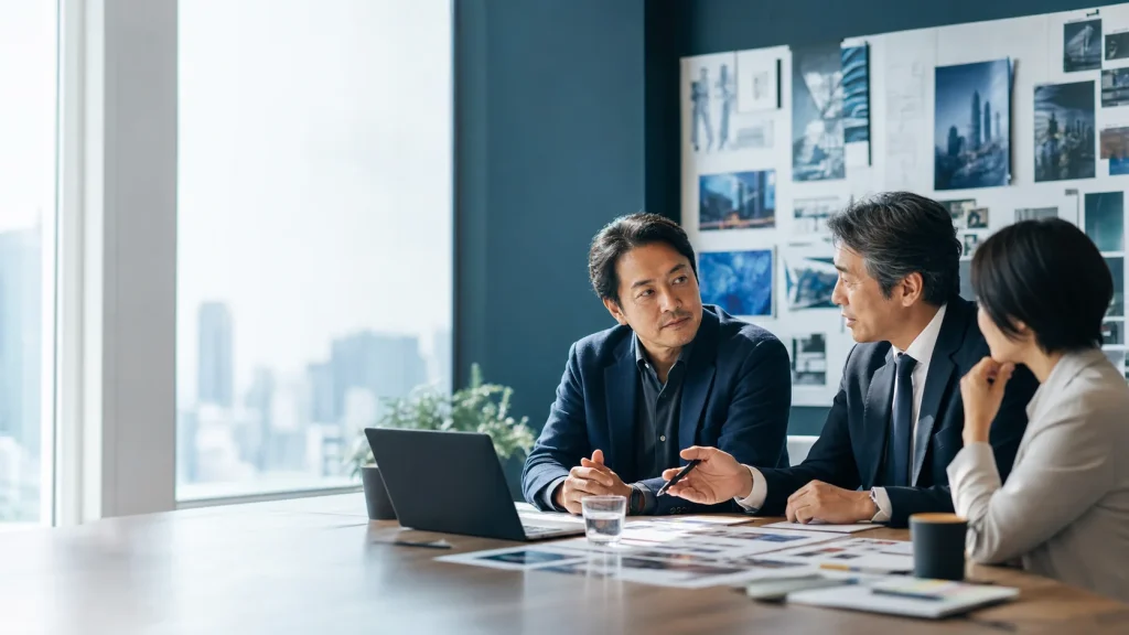 広告・PR会社の事業承継と会社売却を相談する経営者とM&Aアドバイザー