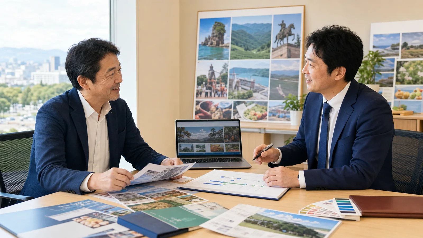 仙台・東北の広告会社M&Aで観光PRと地域産業販促の承継を相談する経営者とアドバイザー